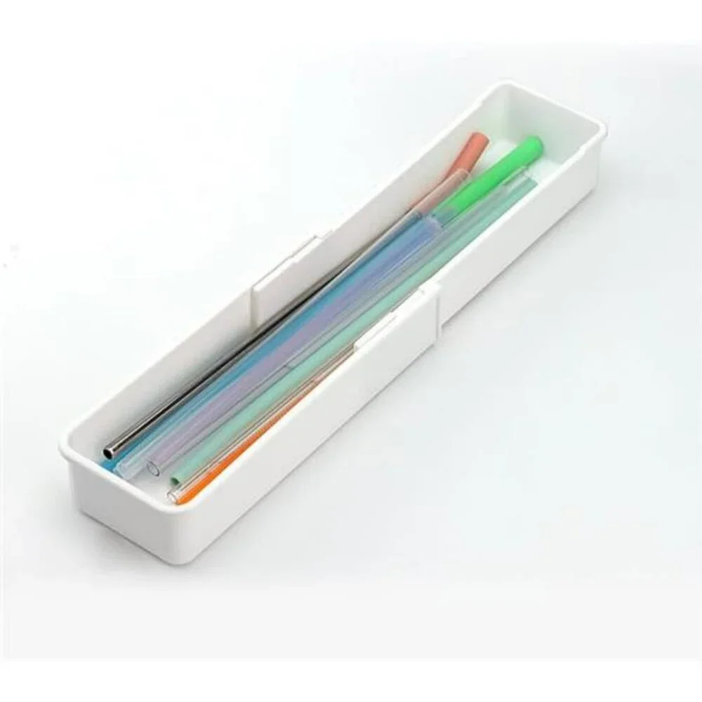 Expandable Straw Drawer Organizer Clear Plastic Kitchen Utensil Storage Holder